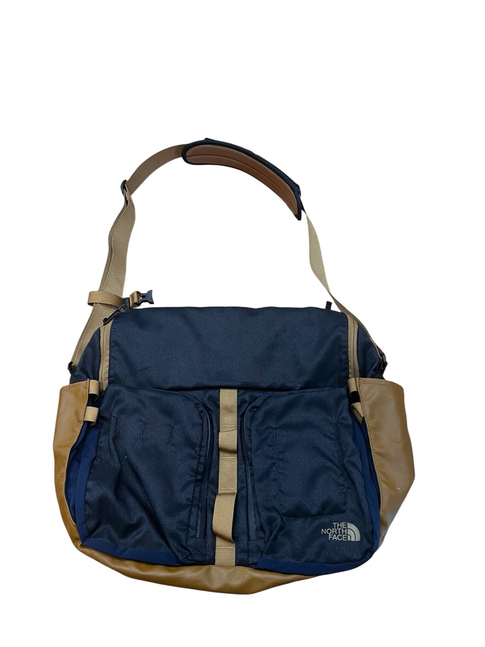 The North Face Navy and Tan Messenger Shoulder Bag